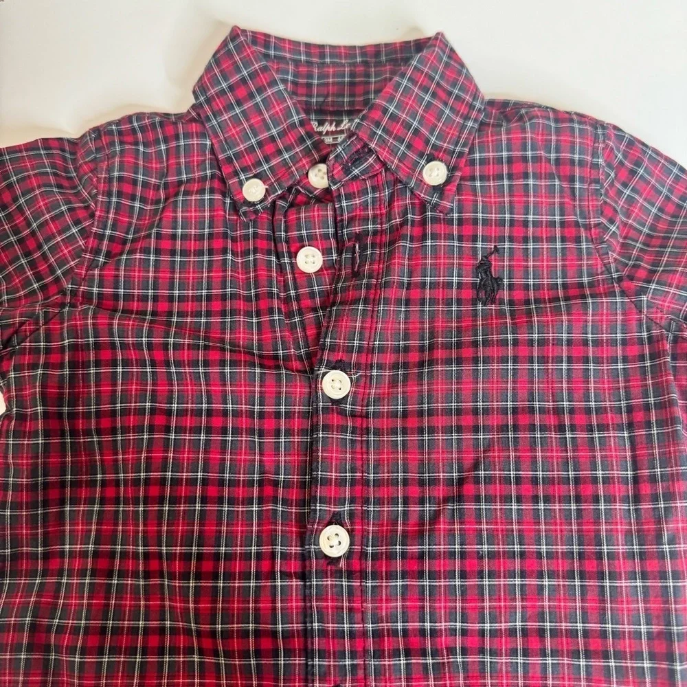 Polo Ralph Lauren Kensington Red Plaid Cotton Poplin Romper